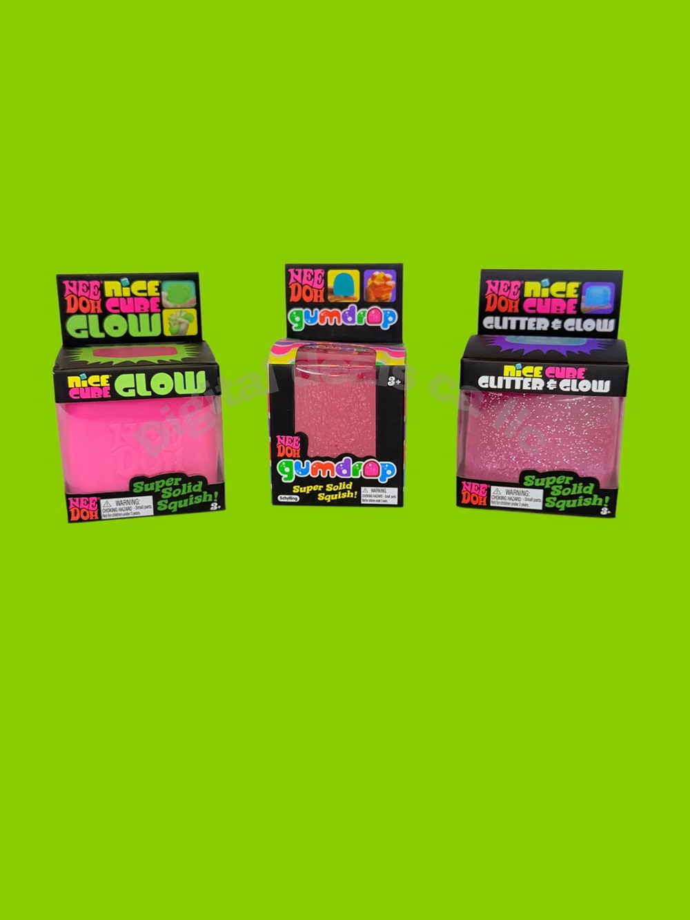 Nee Doh Pink NeeDoh Glow cube, gumdrop, glitter and glow cube new in box